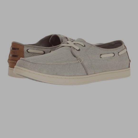 TOMS Drizzle Gray Coated Linen Culver Boat Shoe - Picture 1 of 10